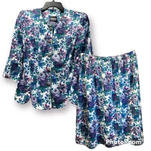 🏖️ Vintage Purple Floral Skirt Set 14 Petite