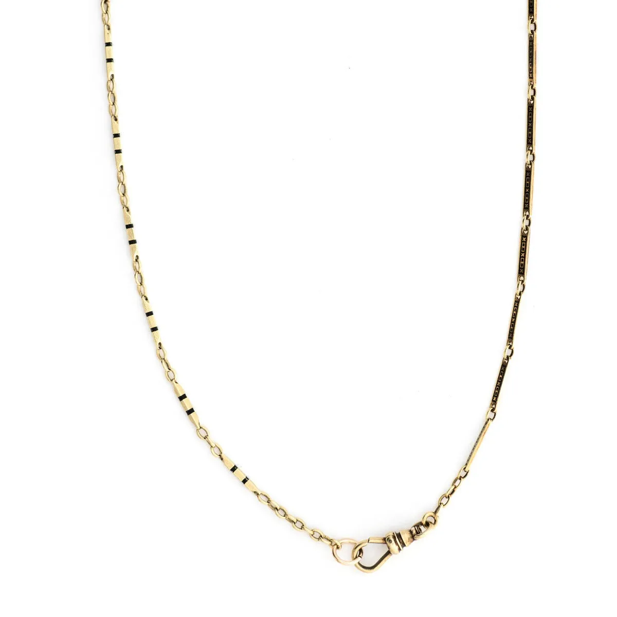 14k Gold & Black Enamel Bar Link Chain