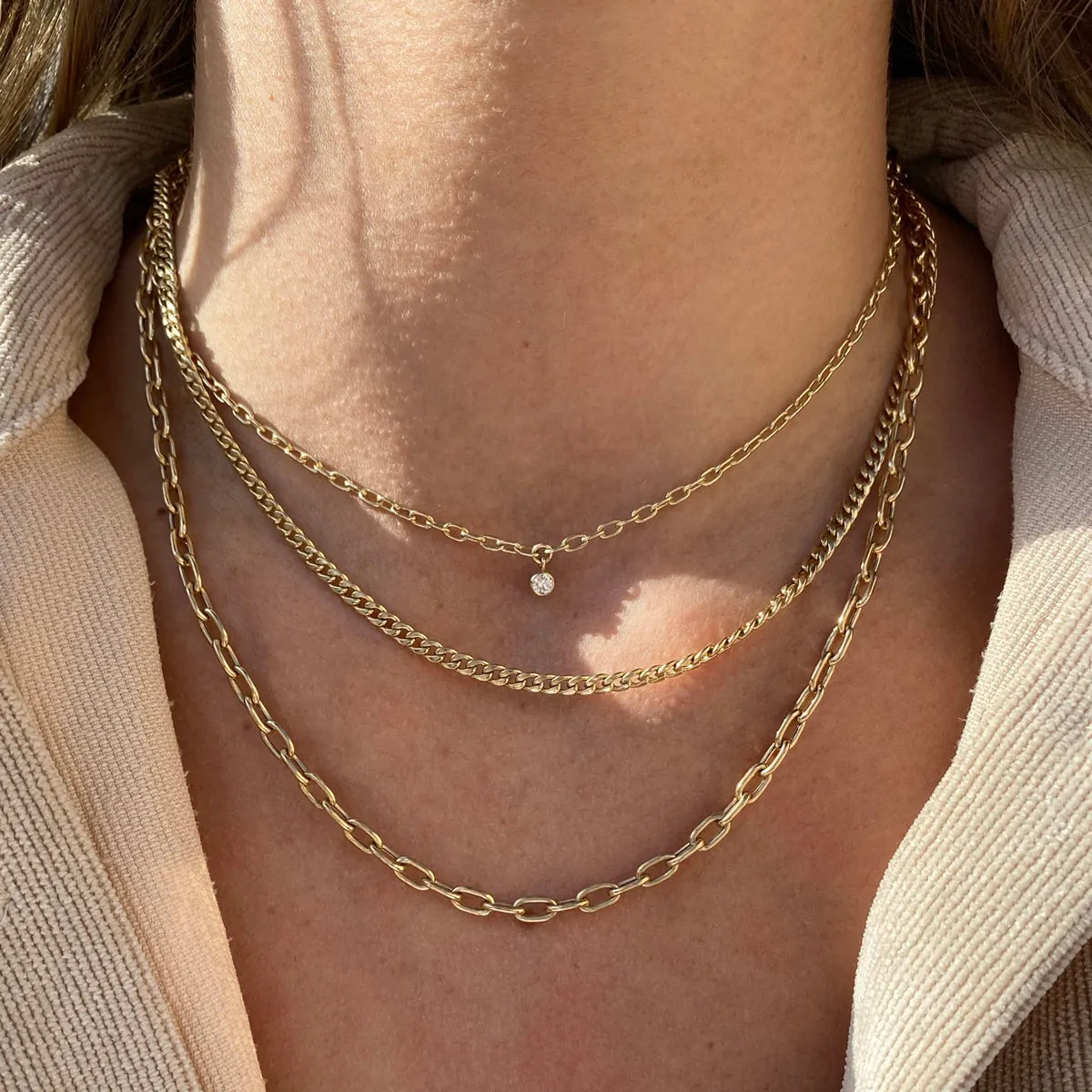 14k Gold Small Curb Chain Necklace