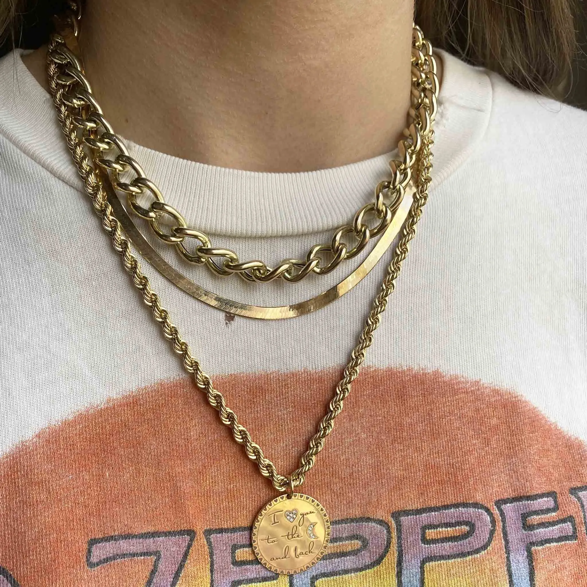 14k Gold XXL Open Link Curb Chain Necklace