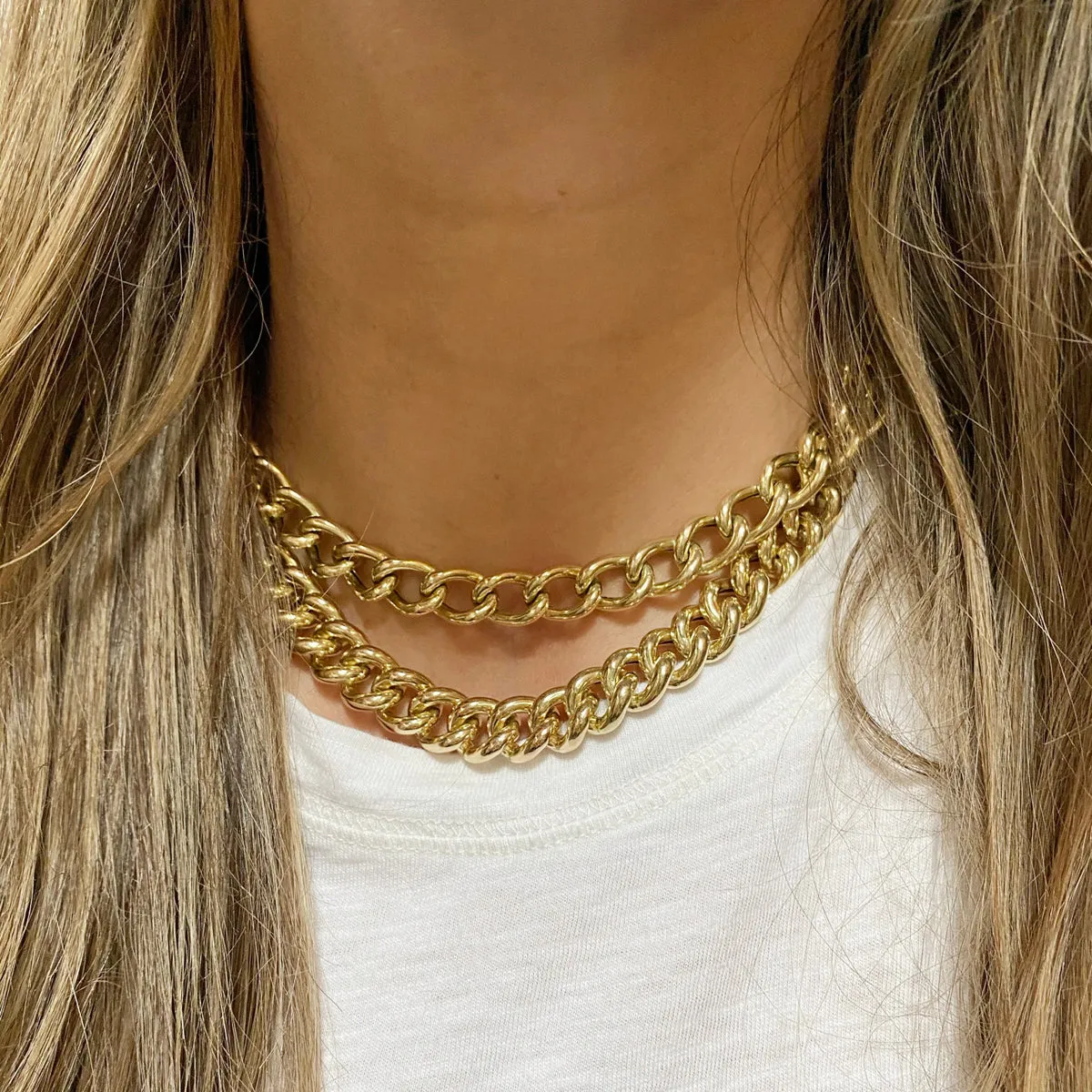 14k Gold XXL Open Link Curb Chain Necklace