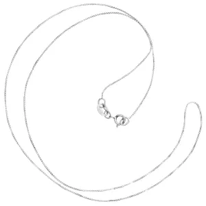 14K Solid White Gold Necklace | Box Link Chain | 16 Inch Length | .60mm Thick