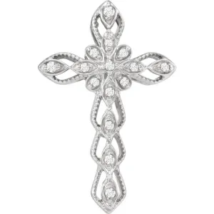 14k White Gold .07 CTW Diamond Cross Slide Pendant