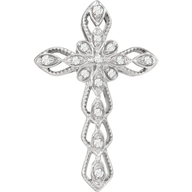 14k White Gold .07 CTW Diamond Cross Slide Pendant