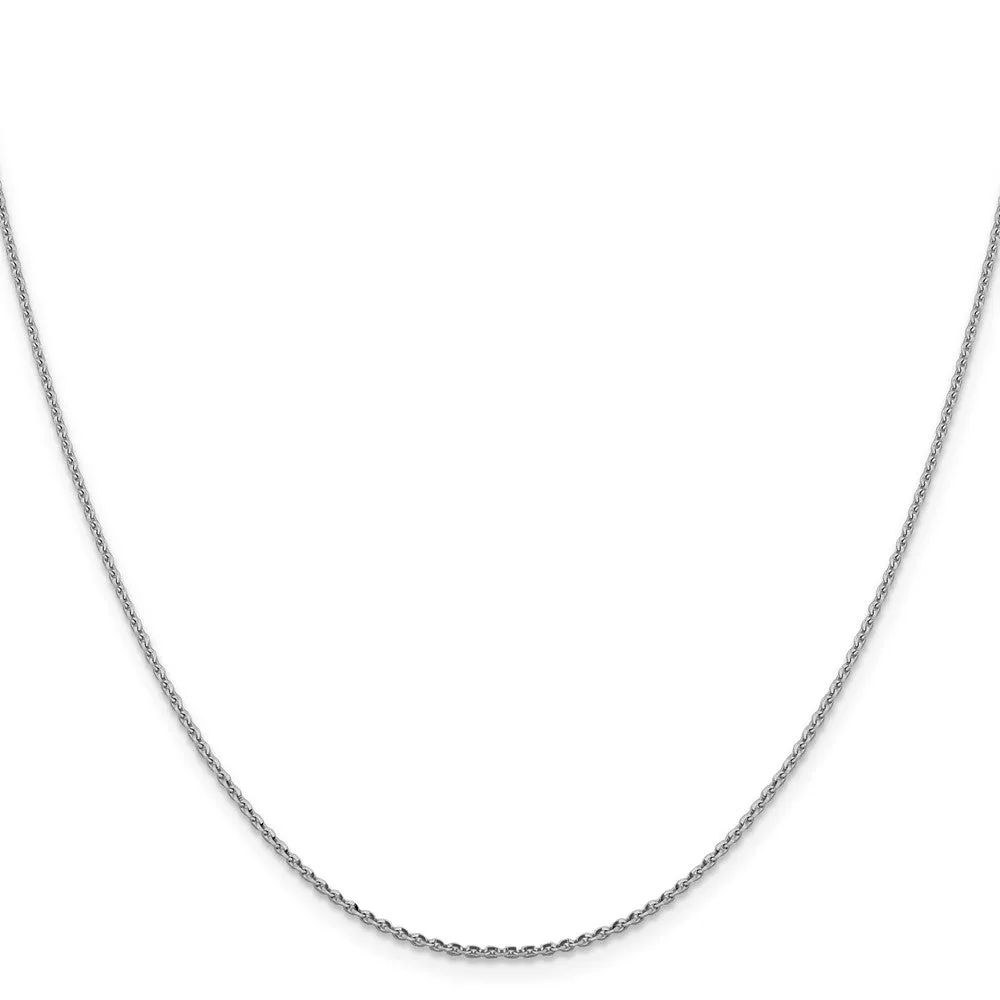 14K White Gold 1.40mm Dimond-cut Oval Link Chain