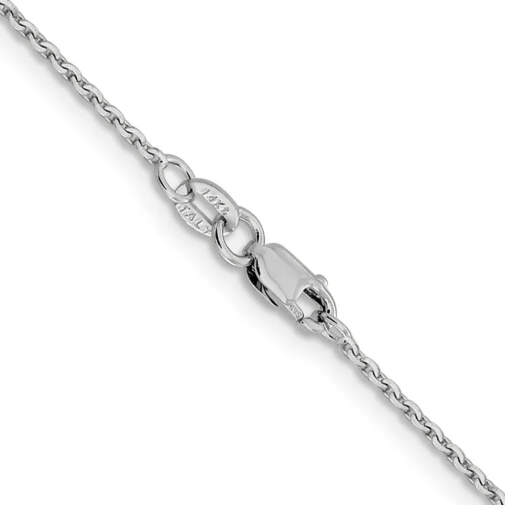 14K White Gold 1.40mm Dimond-cut Oval Link Chain