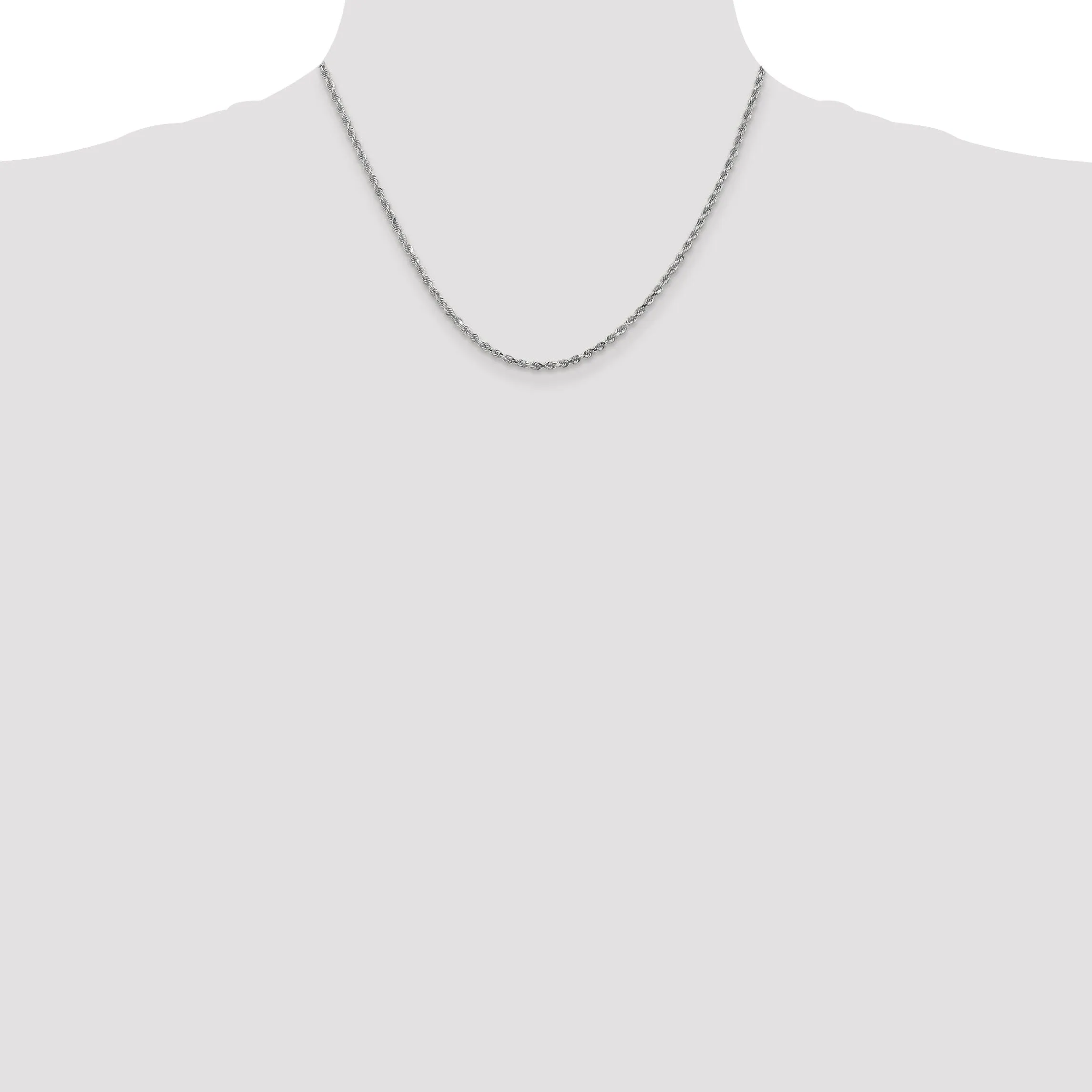 14K White Gold 2.50mm D.C Rope Chain