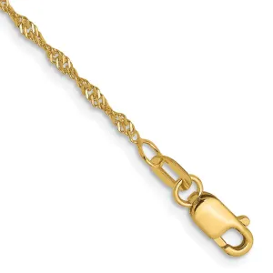 14k Yellow Gold 1.3mm Singapore Chain Bracelet
