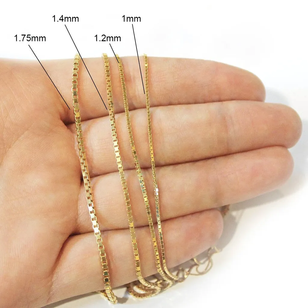 14K Yellow Gold 1.75mm Box Pendant Chain