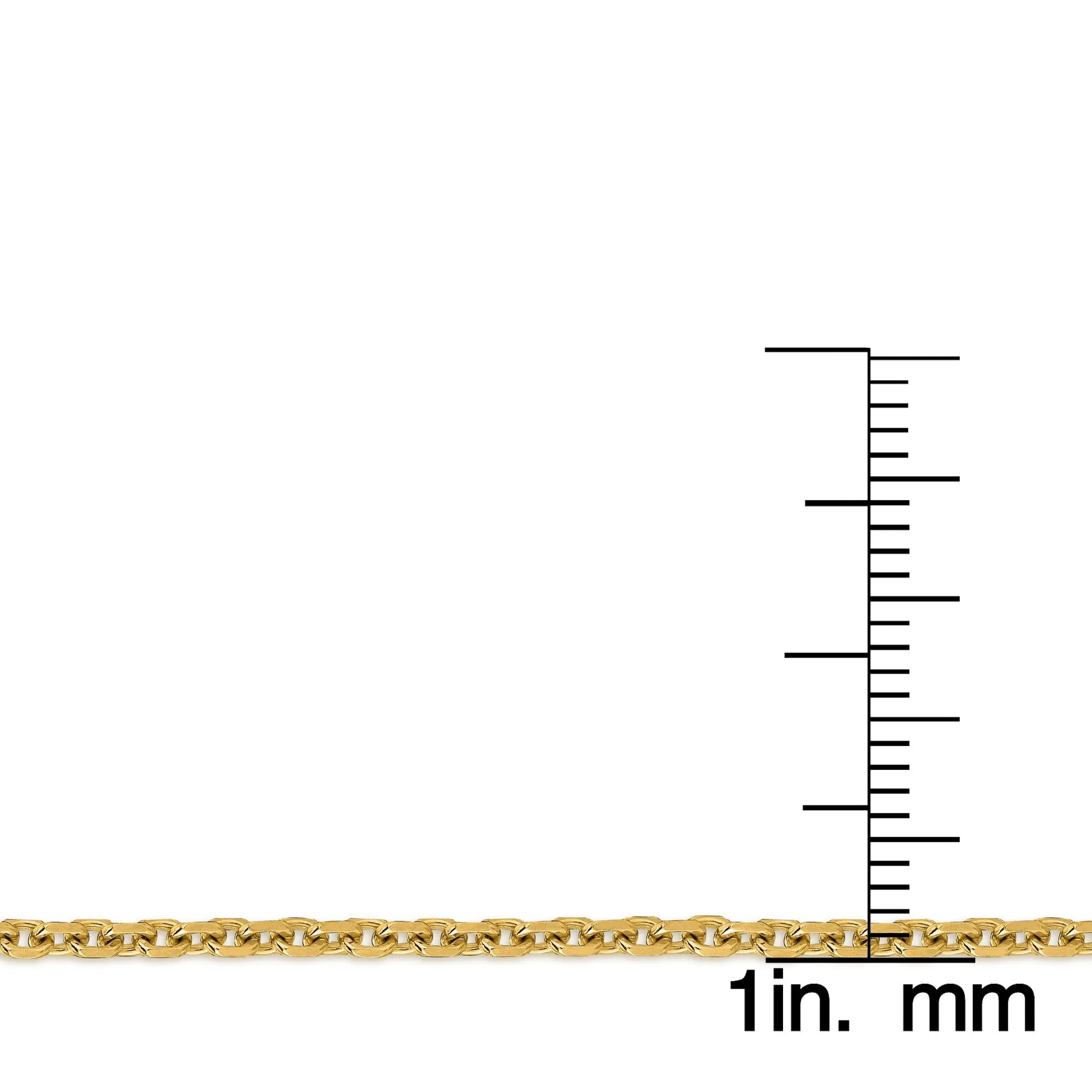 14K Yellow Gold 1.7mm Cable Diamond Cut Chain