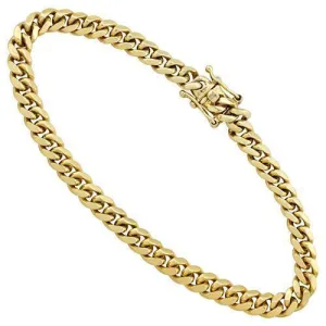 14K Yellow Solid Gold Mens Cuban Bracelet 6 mm