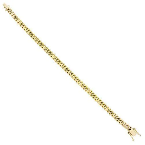 14K Yellow Solid Gold Mens Cuban Bracelet 6 mm