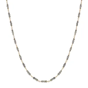 18K Gold Full Grey Diamond Station Chain