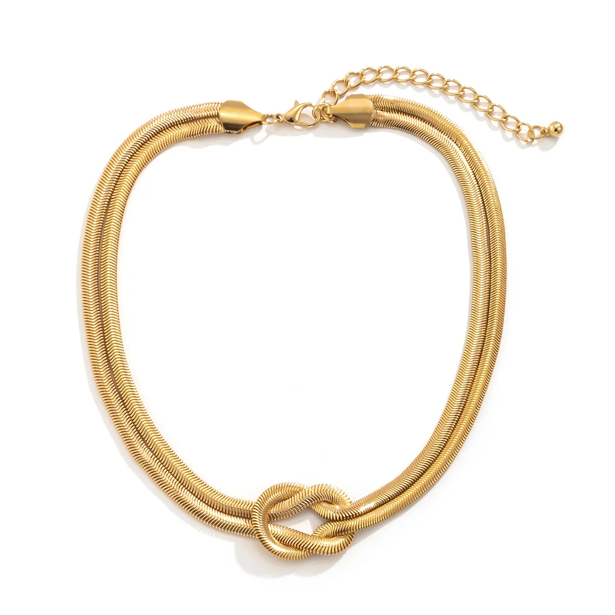 18K Gold-Plated Snake Chain Knot Layered Necklace