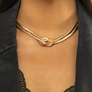 18K Gold-Plated Snake Chain Knot Layered Necklace