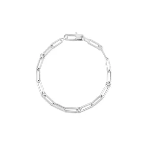 18K White Gold Roberto Coin Paperclip & Round Link 17" Chain Necklace