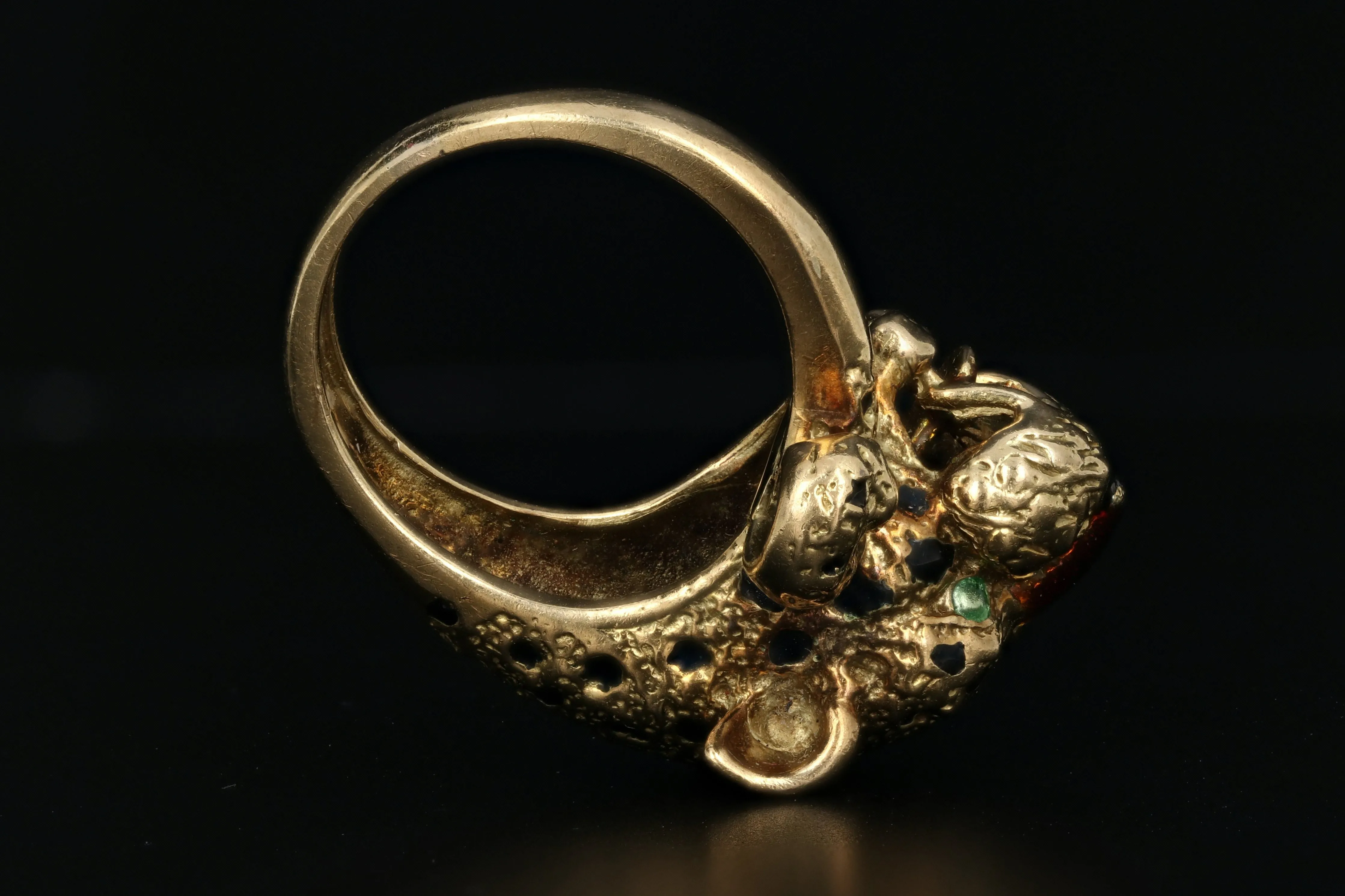 18K Yellow Gold Enamel Leopard Ring