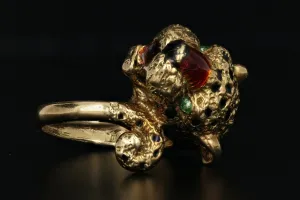 18K Yellow Gold Enamel Leopard Ring