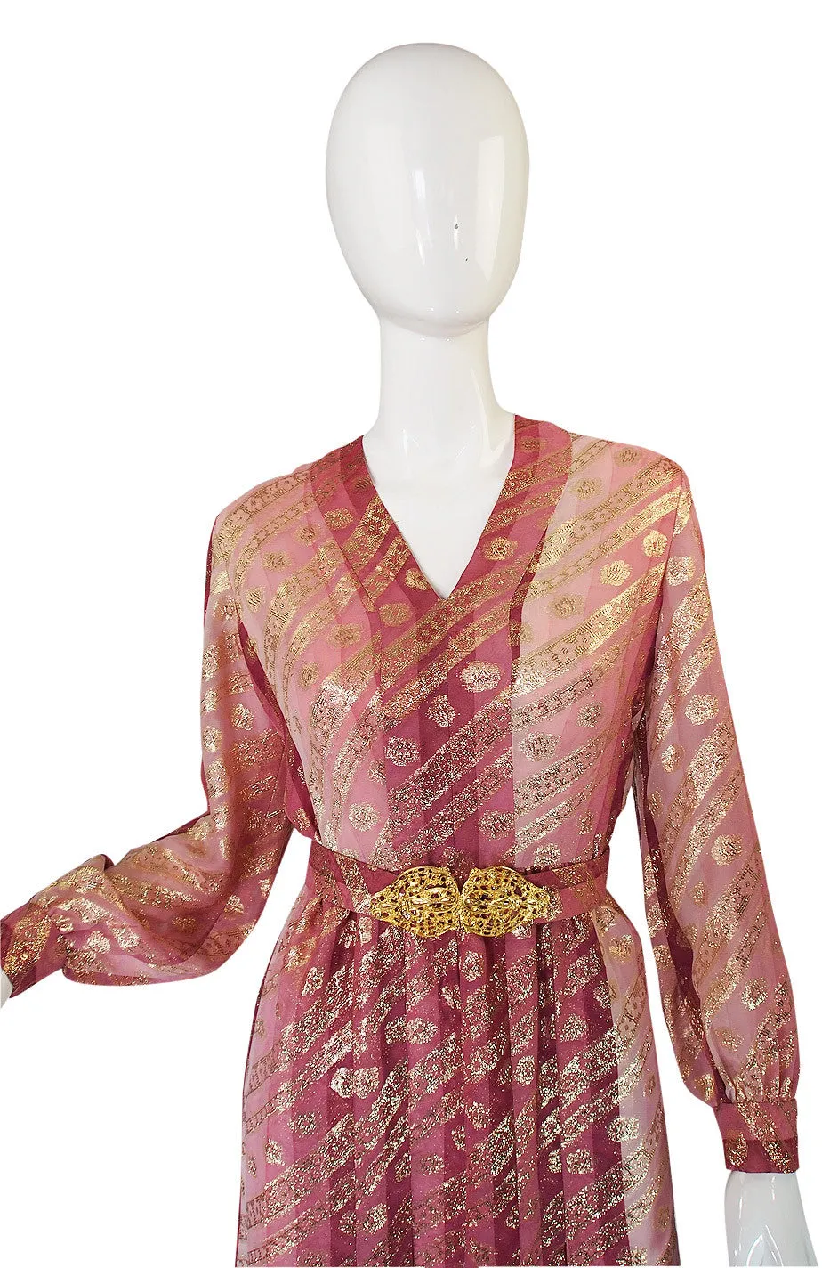 1960s Silk Organza & Gold Adele Simpson