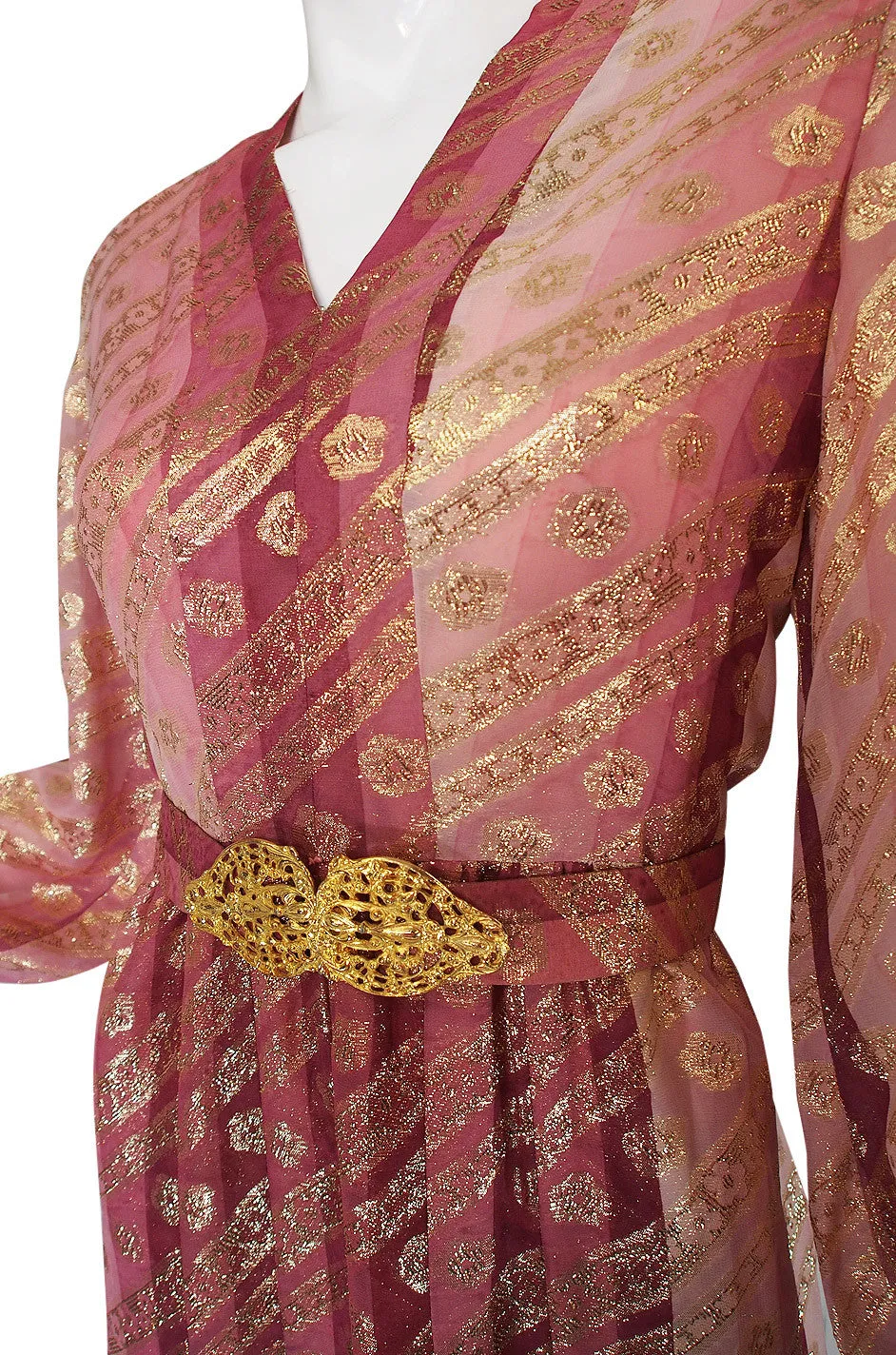1960s Silk Organza & Gold Adele Simpson