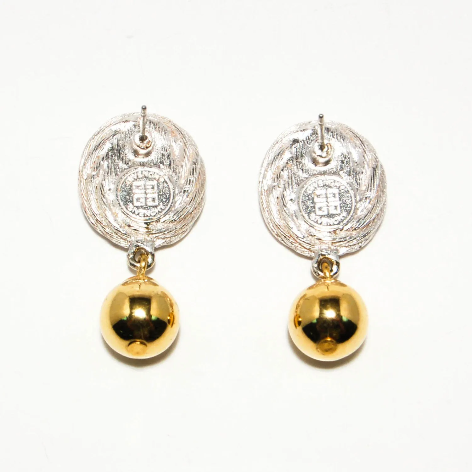 1980's Gold and Silver Hanging Earrings by Givenchy