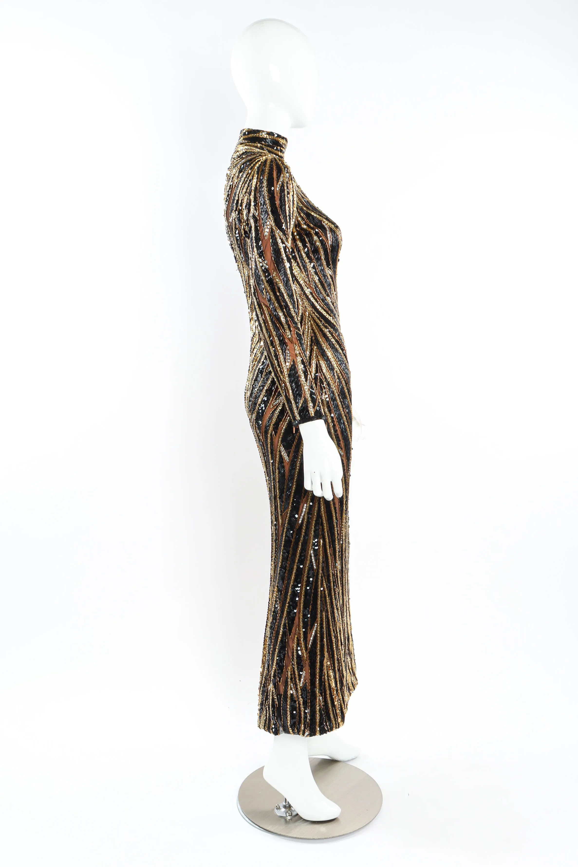 1980s Moody Glam Beaded & Sequin Dress