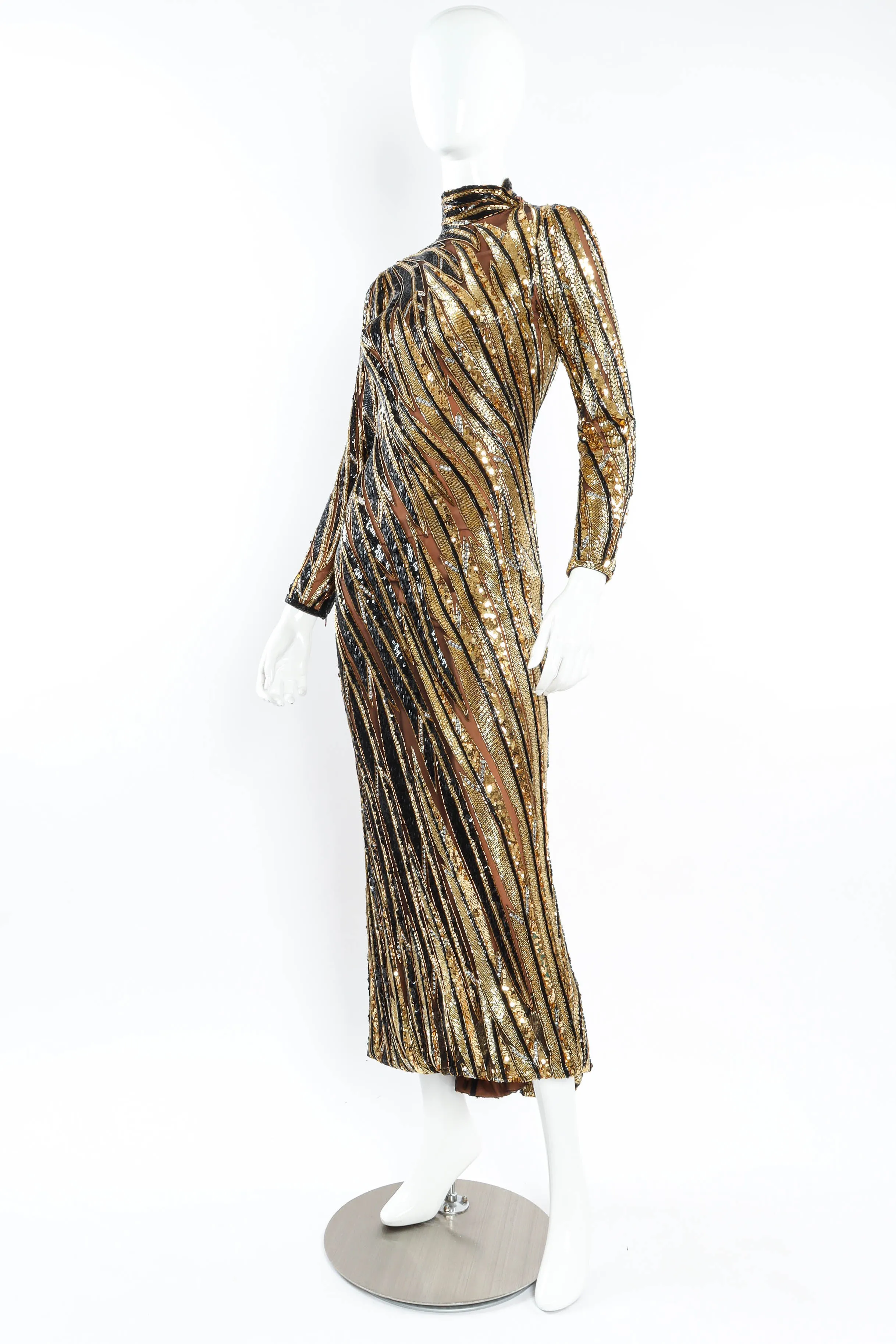1980s Moody Glam Beaded & Sequin Dress