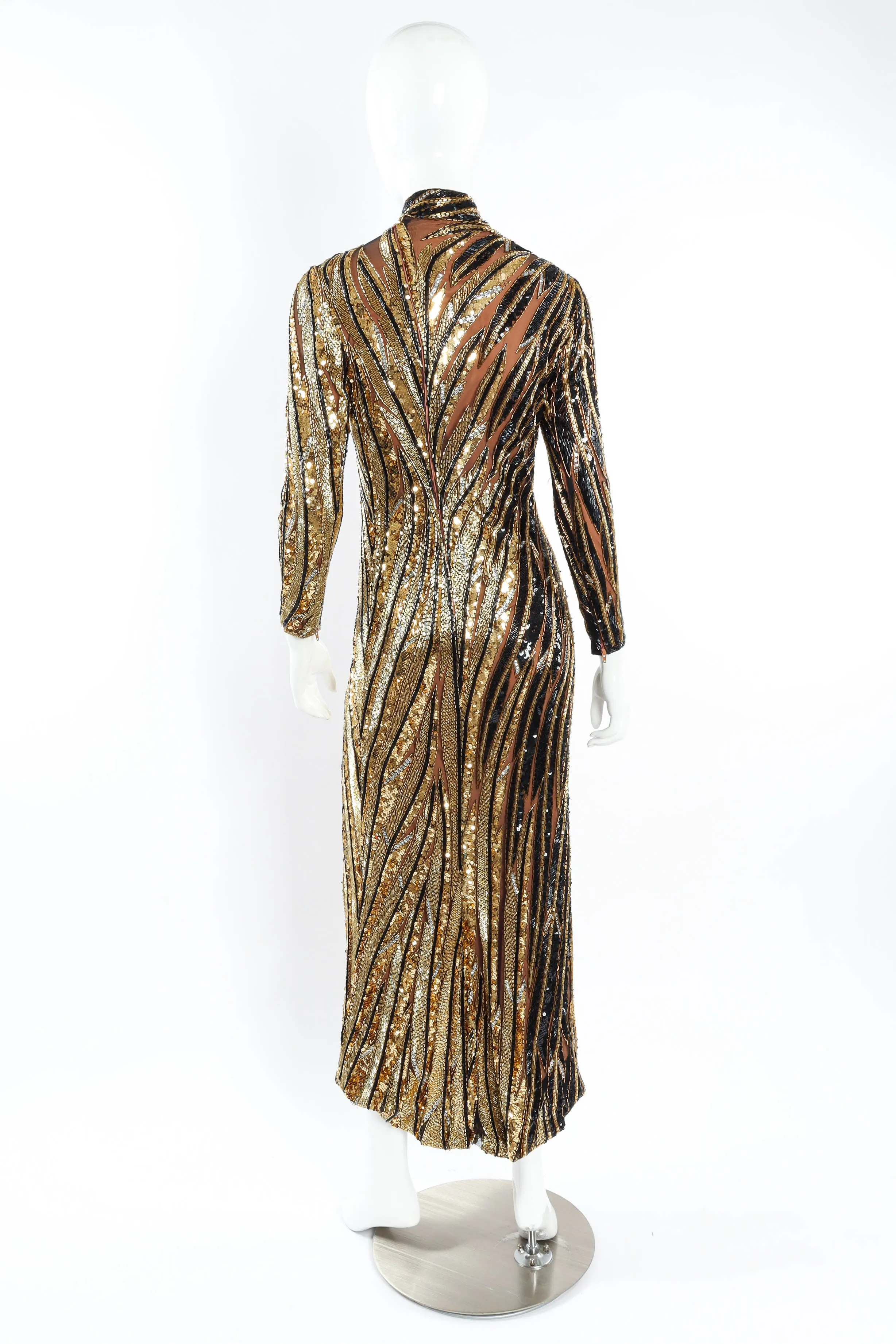 1980s Moody Glam Beaded & Sequin Dress