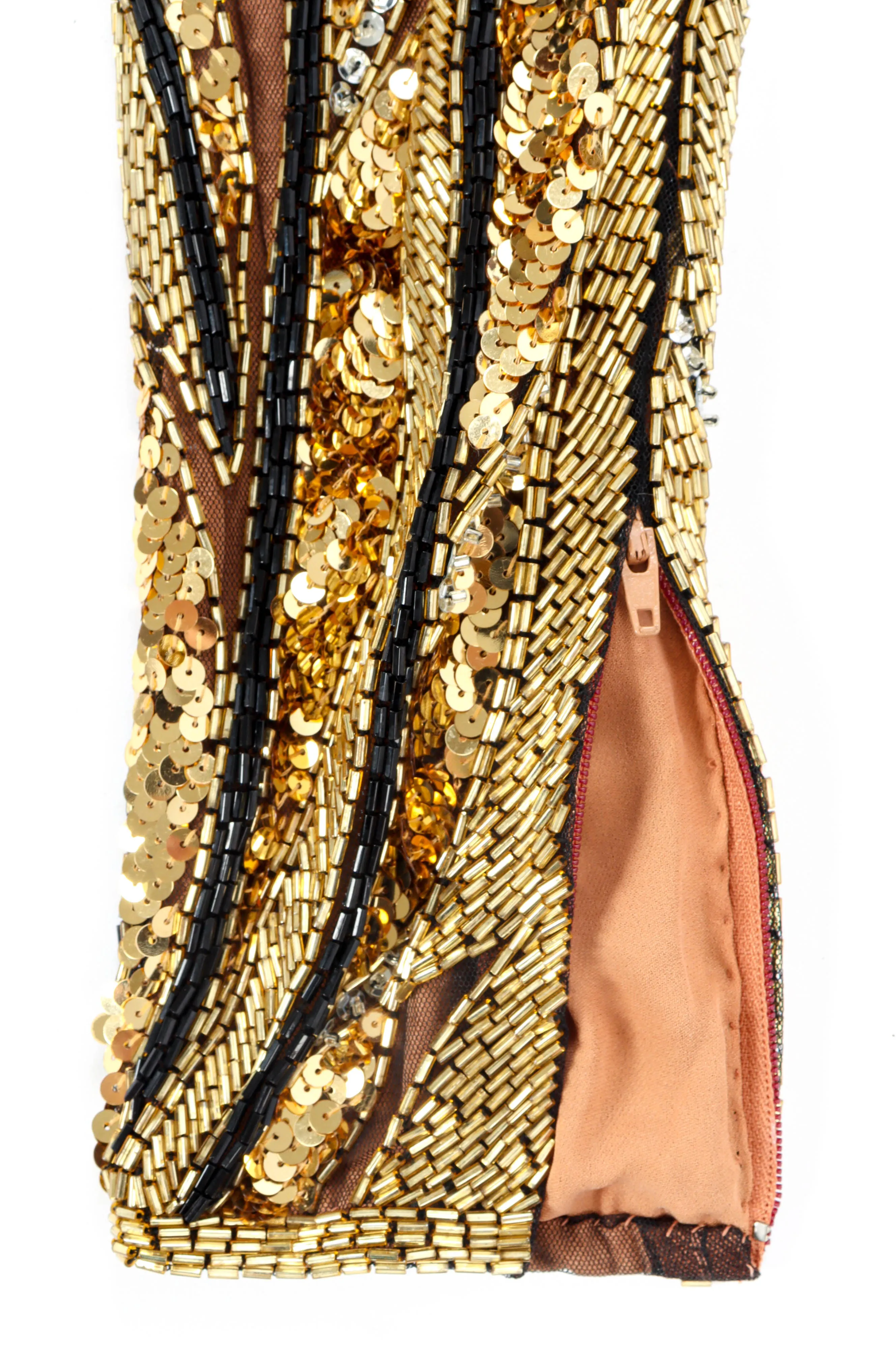 1980s Moody Glam Beaded & Sequin Dress