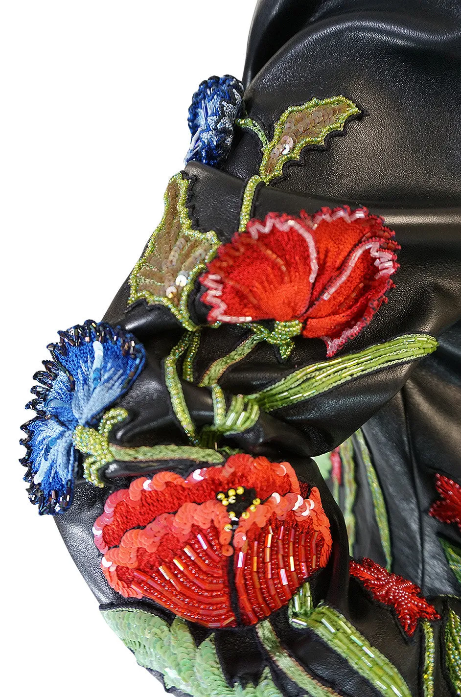 1987 Jean-Claude Jitrois Lesage 3D Floral Leather Jacket