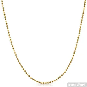 2mm 14K Gold IP Plated Bead Chain