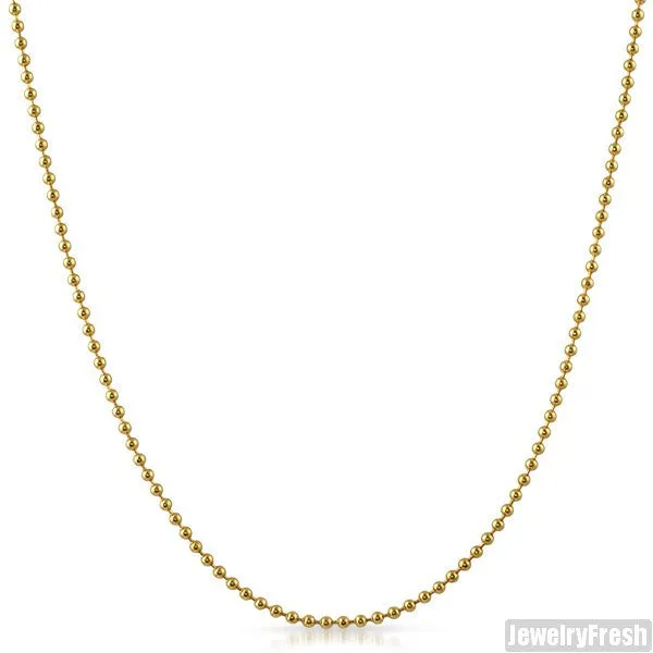 2mm 14K Gold IP Plated Bead Chain