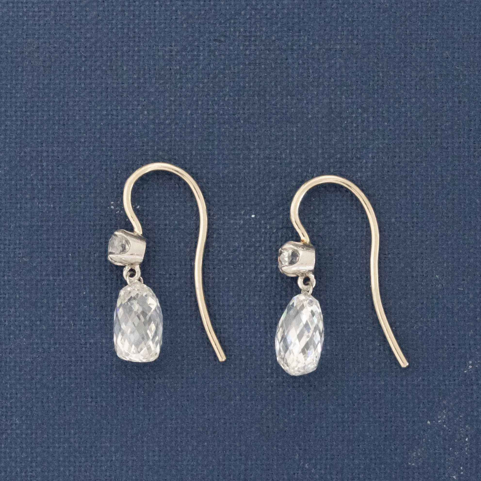 3.53ctw Briolette Cut Diamond Drop Earrings