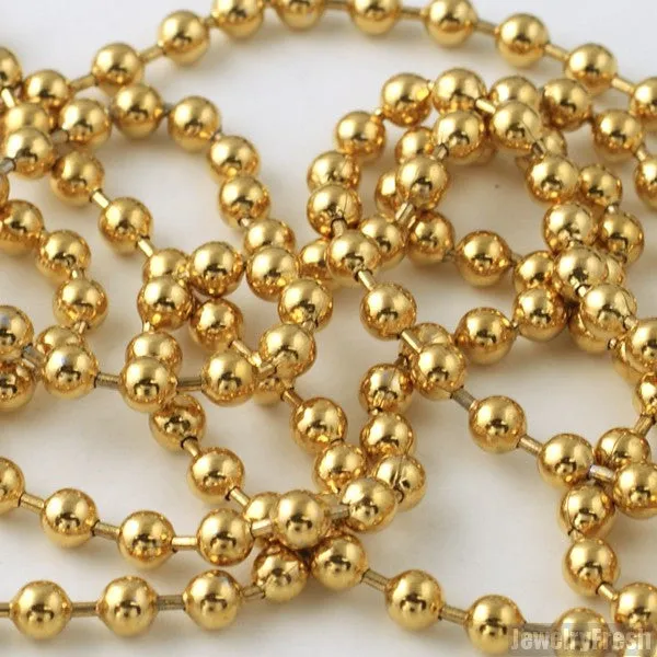 4mm 14K Gold IP Plated Steel Bead Chain