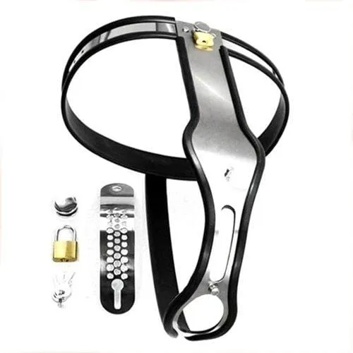 6942AR      Owned and Chastised Steel Locking Female Full Chastity Belt