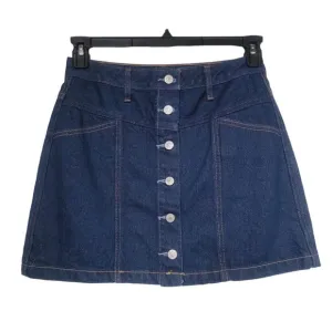 ⭐Abercrombie &amp; Fitch Sz 27/4 Women demim Blue Jean Boho Mini Skirt 4 pockets New