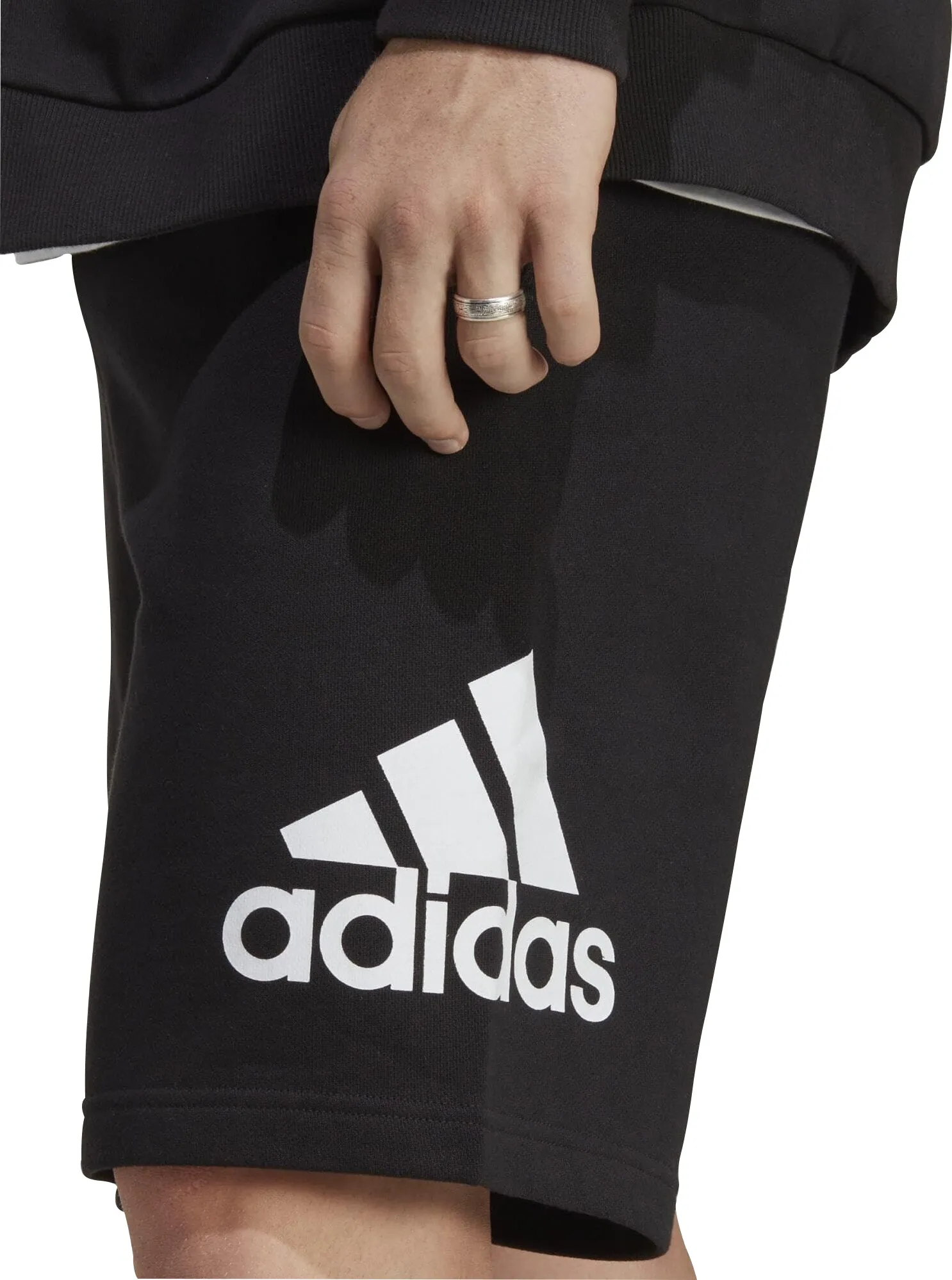 adidas Essentials Big Logo French Terry Mens Training Shorts - Black