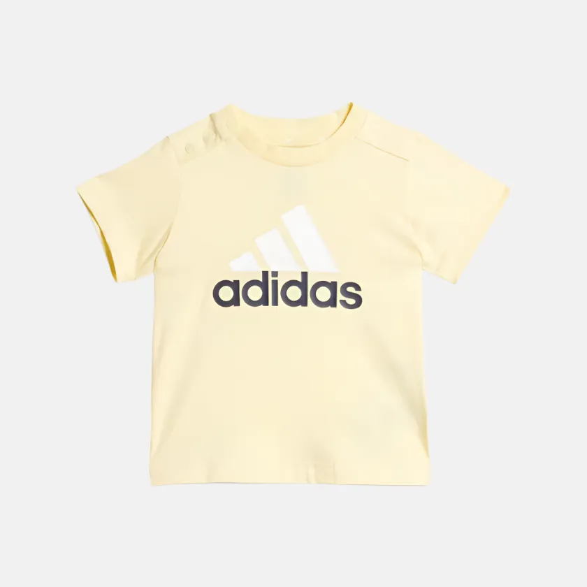 Adids Essentials Organic Kids Unisex T-shirt And Shorts Set (6-4Years) -Almost Yellow/White
