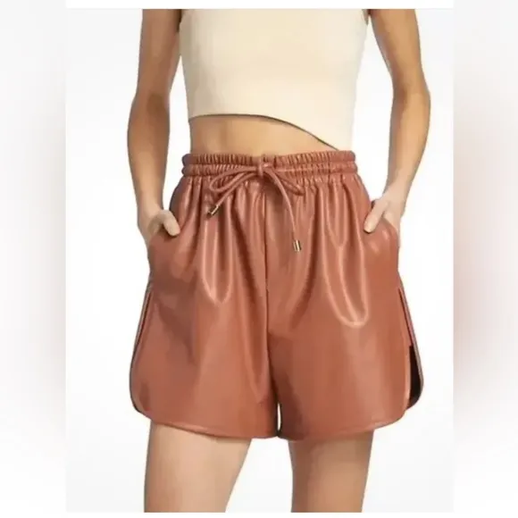 A.L.C Ryder Faux-LeatherShorts Russet Sz XS