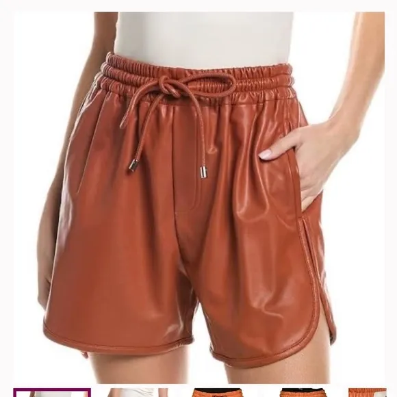A.L.C Ryder Faux-LeatherShorts Russet Sz XS