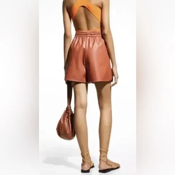 A.L.C Ryder Faux-LeatherShorts Russet Sz XS
