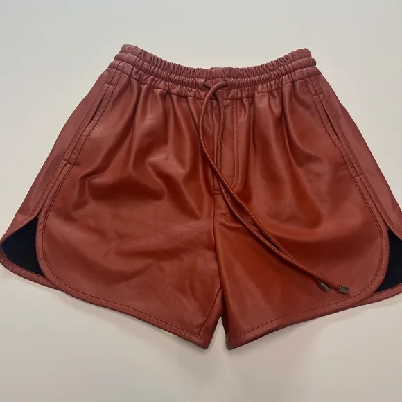 A.L.C Ryder Faux-LeatherShorts Russet Sz XS