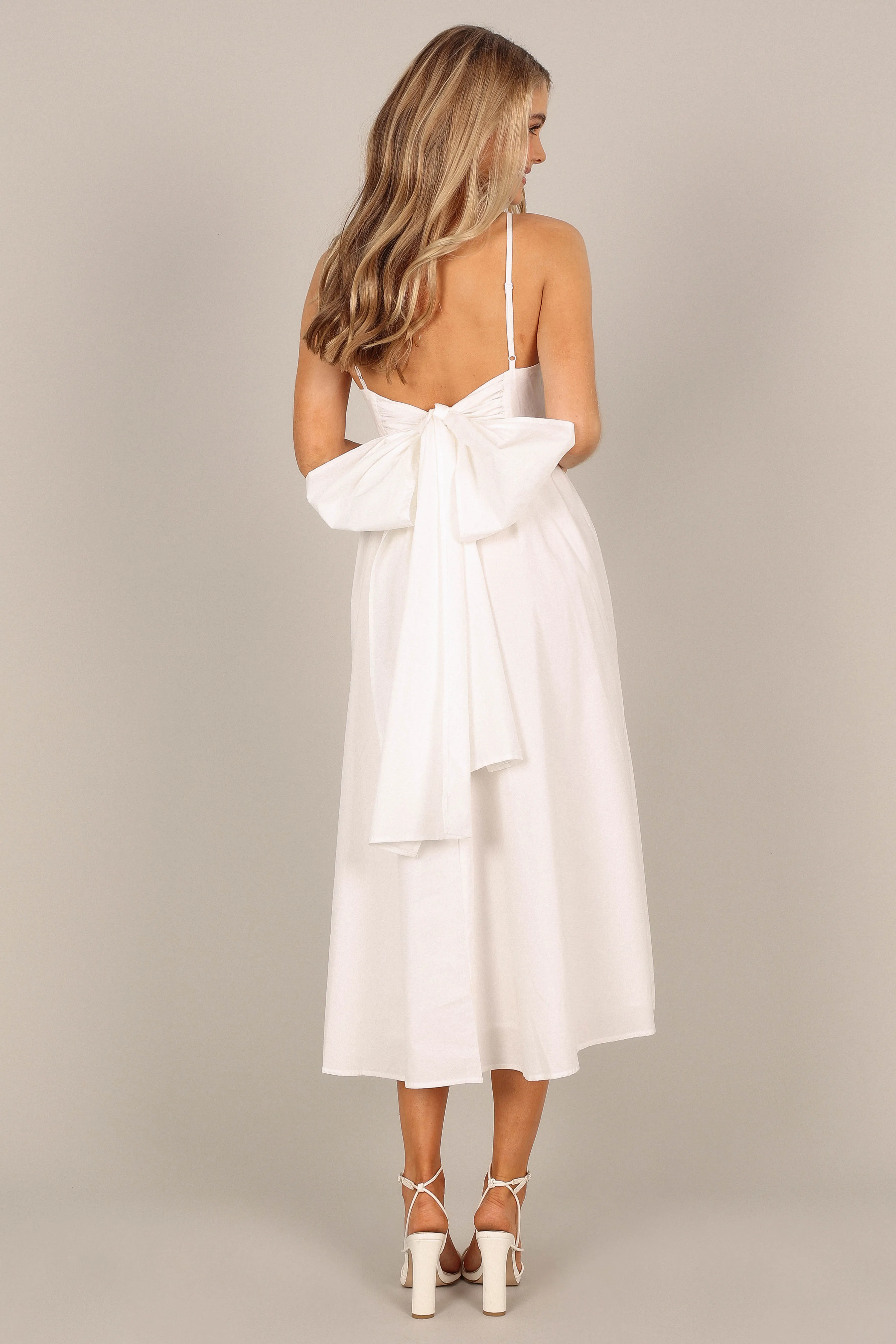Alice Bow Back Midi Dress - White