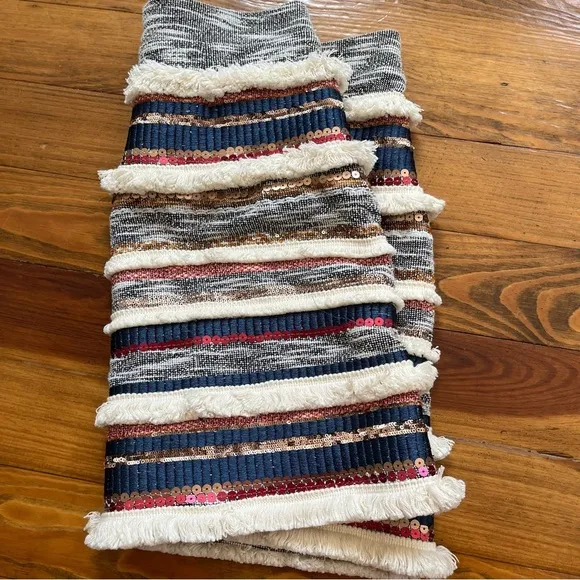 Anthropologie Bohemian Moulinette Soeurs Erine Beaded Fringe Skirt size 4