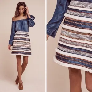 Anthropologie Bohemian Moulinette Soeurs Erine Beaded Fringe Skirt size 4