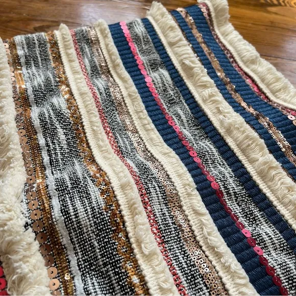 Anthropologie Bohemian Moulinette Soeurs Erine Beaded Fringe Skirt size 4