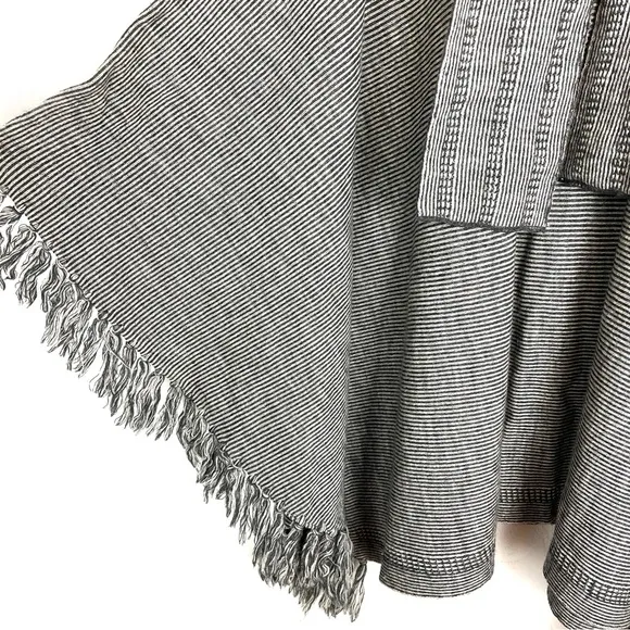 Anthropologie Sparrow Gray Wool Fringed Tie Waist Bohemian Poncho Skirt size XS
