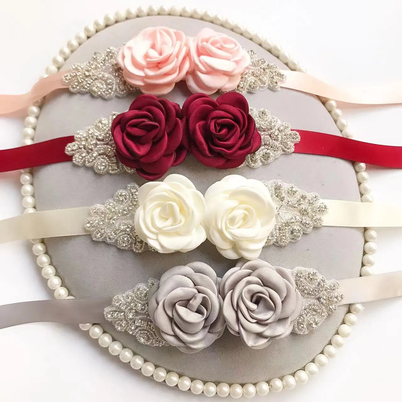 Antique Flower Diamanté Waist Sash