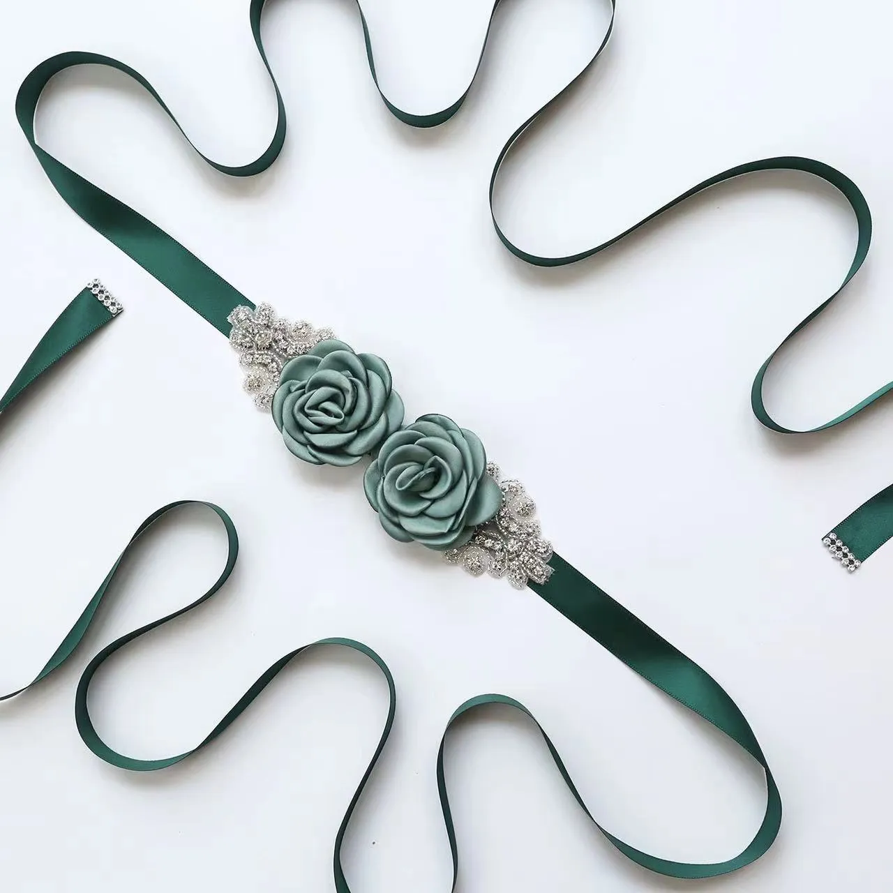 Antique Flower Diamanté Waist Sash