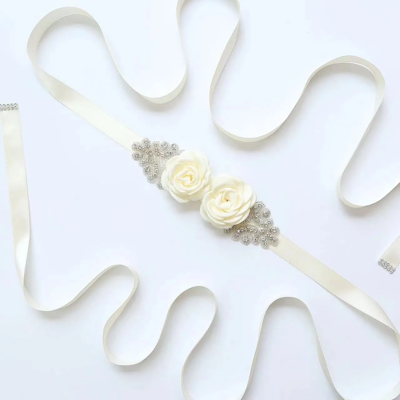 Antique Flower Diamanté Waist Sash